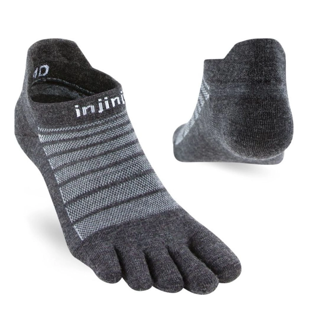 INJINJI RUN LIGHTWEIGHT NO-SHOW WOOL SLATE, M